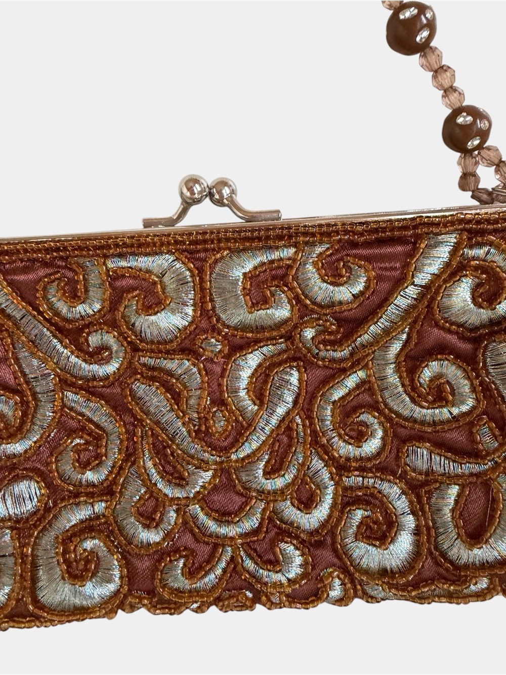 Romantic Vibe Clutch Mid-Century Inspired Metallic Gold, Turquoise, & Bronze - Picture 3 of 11
